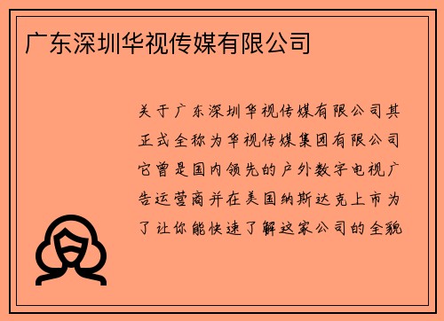 广东深圳华视传媒有限公司